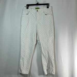 Banana Republic Women's White Polka Dot Straight Leg Pants Size M‎ a